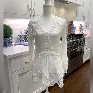 Boston Proper White lace Tunic size small